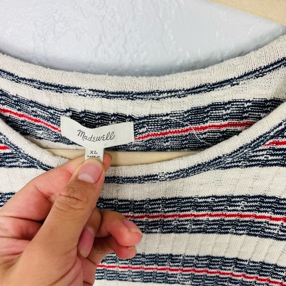 MADEWELL Ribbed Knit Striped Mini T Shirt style Casual Dress - Picture 7 of 7